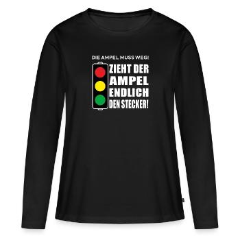 Enfin débranche le feu de circulation - T-shirt manches longues Premium bio Femme - noir - Devant - Julia (174cm)