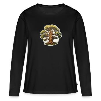 Chêne noueux - T-shirt manches longues Premium bio Femme - noir - Devant - Julia (174cm)