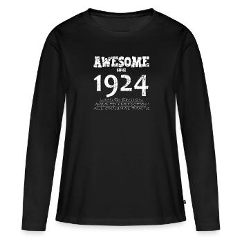 1924 - 100e anniversaire légendaire - T-shirt manches longues Premium bio Femme - noir - Devant - Julia (174cm)