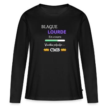 Blague Lourde en cours - T-shirt manches longues Premium bio Femme - noir - Devant - Julia (174cm)