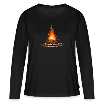 feu de camp - T-shirt manches longues Premium bio Femme - noir - Devant - Julia (174cm)