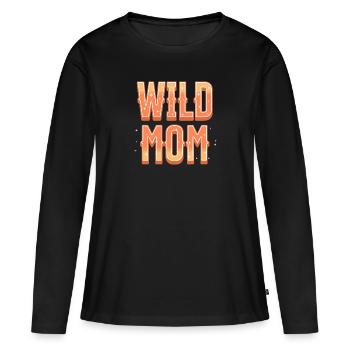 Wild Mom : chemise western vintage pour maman - T-shirt manches longues Premium bio Femme - noir - Devant - Julia (174cm)