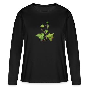 Efeu (Hedera helix) - Frauen Premium Bio Langarmshirt - Schwarz - Vorne - Julia (174cm)