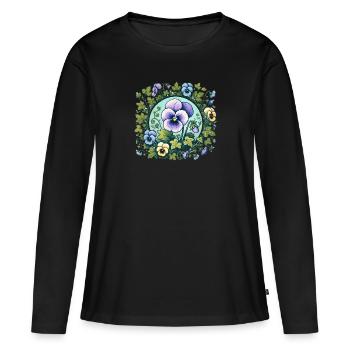Pensée - T-shirt manches longues Premium bio Femme - noir - Devant - Julia (174cm)