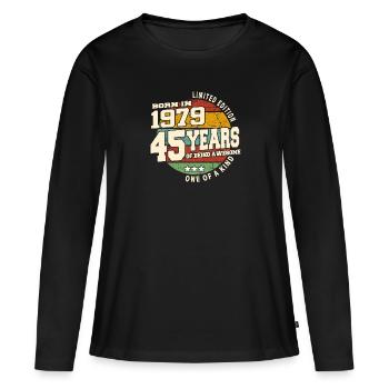 1979 Vintage Retro Classique 45 ans - T-shirt manches longues Premium bio Femme - noir - Devant - Julia (174cm)