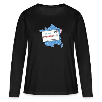 Où est l Alsace ? - T-shirt manches longues Premium bio Femme - noir - Devant - Julia (174cm)