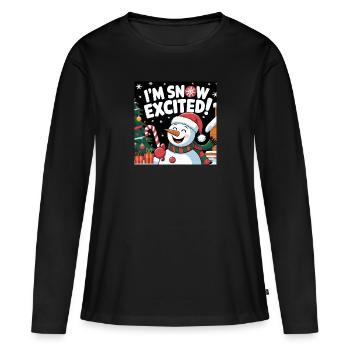 JE SUIS EXCITÉ PAR LA NEIGE ! - T-shirt manches longues Premium bio Femme - noir - Devant - Julia (174cm)