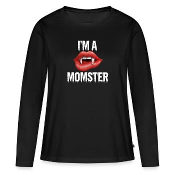 Chemise Vampire MOMSTER pour mamans pour Halloween - T-shirt manches longues Premium bio Femme - noir - Devant - Julia (174cm)