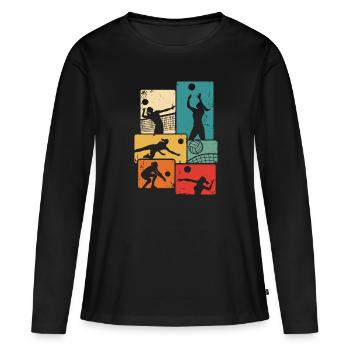 Joueur de volley-ball Vintage Volley-ball Volley - T-shirt manches longues Premium bio Femme - noir - Devant - Julia (174cm)