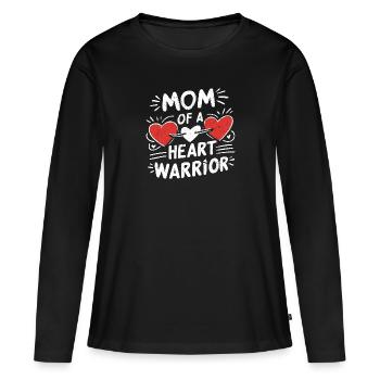 Stolze Mama eines Herz-Kämpfers - Frauen Premium Bio Langarmshirt - Schwarz - Vorne - Julia (174cm)