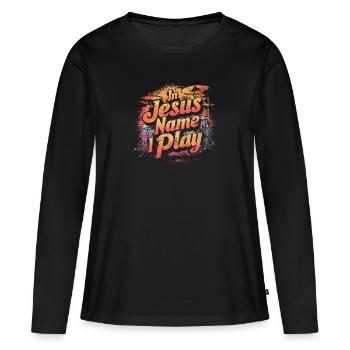 Dynamique dans le culte - T-shirt manches longues Premium bio Femme - noir - Devant - Julia (174cm)