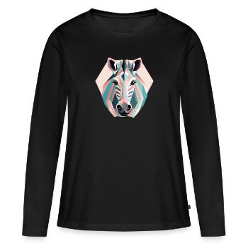 Géométrique zèbre cadeau Géométrique - T-shirt manches longues Premium bio Femme - noir - Devant - Julia (174cm)