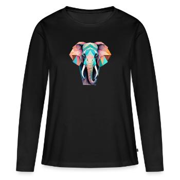 Geometric Elephant Gift Geometric - Women's Premium Organic Long Sleeve Shirt - black - Front - Julia (174cm)