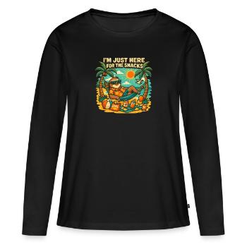 Paresse-lin sur la plage pour grignoter - T-shirt manches longues Premium bio Femme - noir - Devant - Julia (174cm)