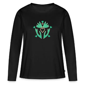 Unité Fleur de Lotus - T-shirt manches longues Premium bio Femme - noir - Devant - Julia (174cm)