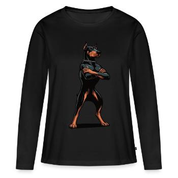 Doberman Doberman Propriétaire Doberman Lovers - T-shirt manches longues Premium bio Femme - noir - Devant - Julia (174cm)