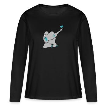 Doux éléphant - T-shirt manches longues Premium bio Femme - noir - Devant - Julia (174cm)