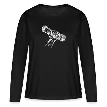Liberté de la presse - T-shirt manches longues Premium bio Femme - noir - Devant - Julia (174cm)
