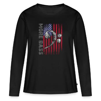 Drapeau américain et clé basse - T-shirt manches longues Premium bio Femme - noir - Devant - Julia (174cm)