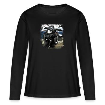 Poster Motorrad GS - Frauen Premium Bio Langarmshirt - Schwarz - Vorne - Julia (174cm)