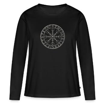 WIKINGER SYMBOL - Frauen Premium Bio Langarmshirt - Schwarz - Vorne - Julia (174cm)