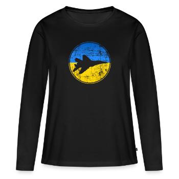 Le fantôme de Kiev - T-shirt manches longues Premium bio Femme - noir - Devant - Julia (174cm)
