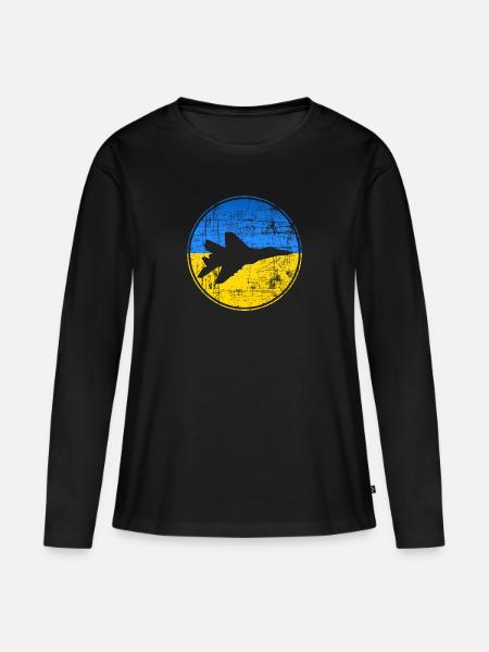 The Ghost of Kyiv - Frauen Premium Bio Langarmshirt - Schwarz