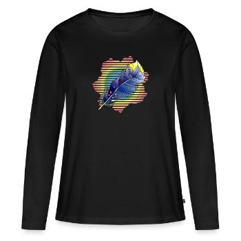 Plume - T-shirt manches longues Premium bio Femme - noir - Devant - Julia (174cm)