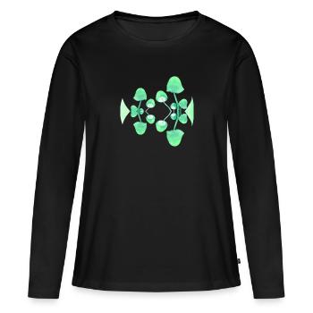 Champignon Peinture Fluo Verte Miroir - T-shirt manches longues Premium bio Femme - noir - Devant - Julia (174cm)