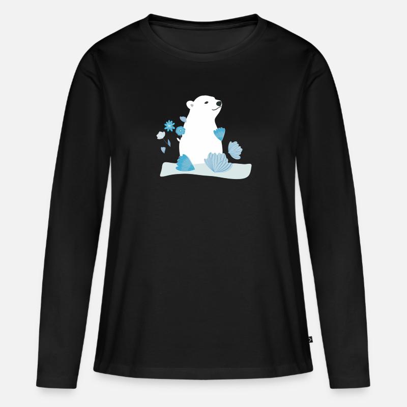 Eisbär - Frauen Premium Bio Langarmshirt - Schwarz