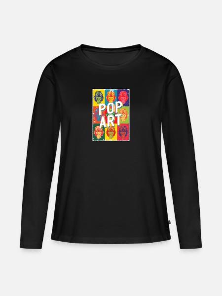 Pop Art - Frauen Premium Bio Langarmshirt - Schwarz
