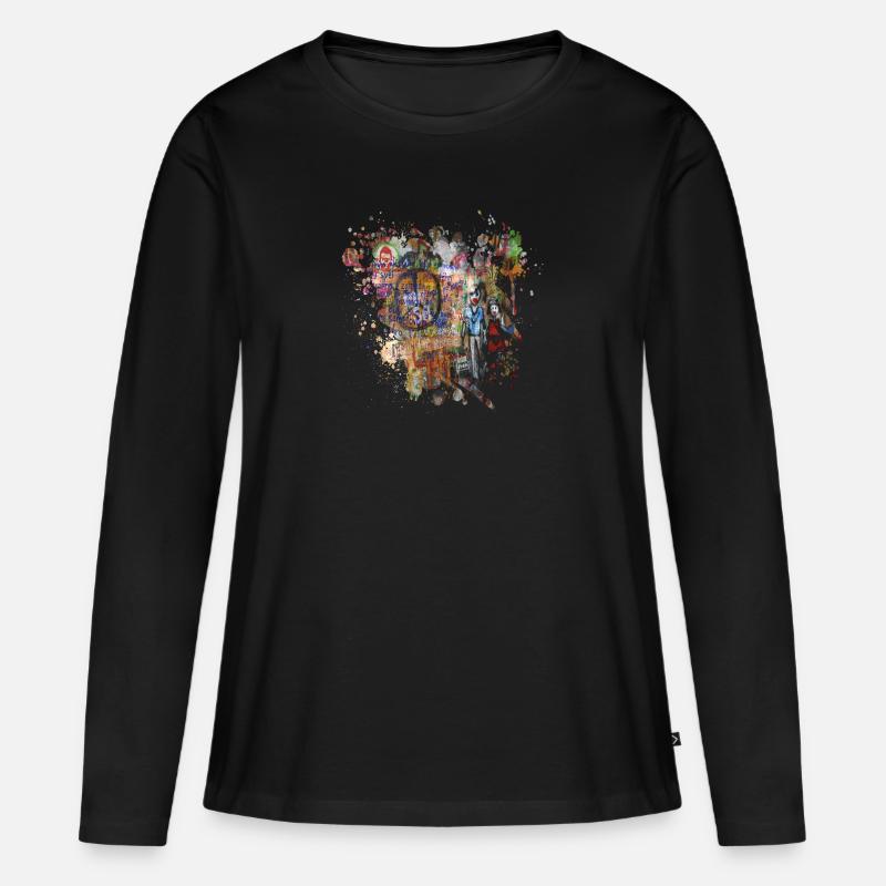 Graffiti-Spray - Frauen Premium Bio Langarmshirt - Schwarz