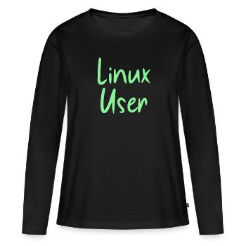 Utilisateurs Linux - T-shirt manches longues Premium bio Femme - noir - Devant - Julia (174cm)