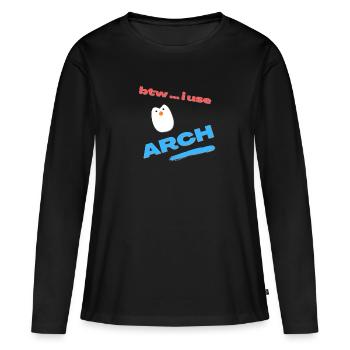 Au fait... J’utilise Arch Linux - T-shirt manches longues Premium bio Femme - noir - Devant - Julia (174cm)