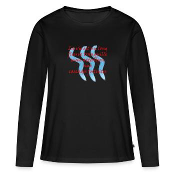 La vie est un long Fleuve tranquille - T-shirt manches longues Premium bio Femme - noir - Devant - Julia (174cm)