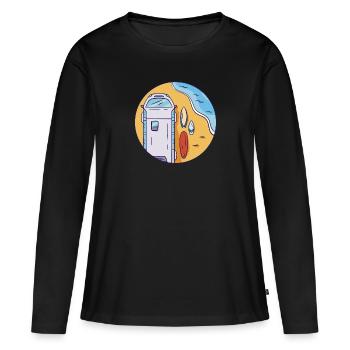 Sommerurlaub Meer Surfen Reisen Sommerurlaub Meer - Frauen Premium Bio Langarmshirt - Schwarz - Vorne - Julia (174cm)