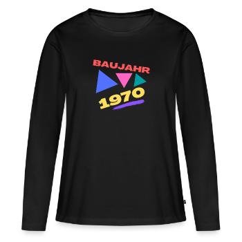 Baujahr 1970 - Geburtsjahr - Geburtstag - Frauen Premium Bio Langarmshirt - Schwarz - Vorne - Julia (174cm)