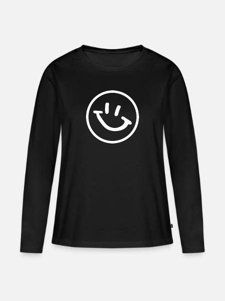 Smiley - Frauen Premium Bio Langarmshirt - Schwarz