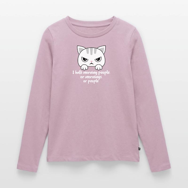 Ich hasse Morgenmenschen oder Morgen oder Menschen. Katze Frauen Premium Bio Langarmshirt