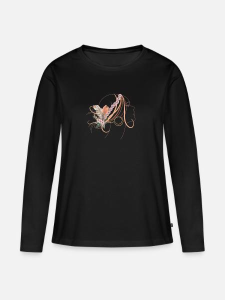 boho lady - Frauen Premium Bio Langarmshirt - Schwarz