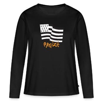 logo Jaune Moutarde - T-shirt manches longues Premium bio Femme - noir - Devant - Julia (174cm)