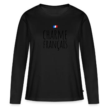 Charme français séduction France - T-shirt manches longues Premium bio Femme - noir - Devant - Julia (174cm)