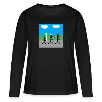 Famille pixel - T-shirt manches longues Premium bio Femme - noir - Devant - Julia (174cm)