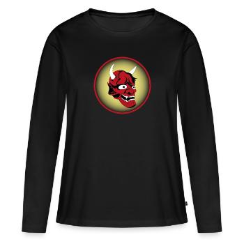 Gobelin à cornes rouges - T-shirt manches longues Premium bio Femme - noir - Devant - Julia (174cm)