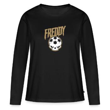 Freddy Fosten Totenkopf - Frauen Premium Bio Langarmshirt - Schwarz - Vorne - Julia (174cm)