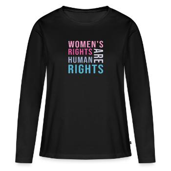 Les droits des femmes sont des droits de l’homme - T-shirt manches longues Premium bio Femme - noir - Devant - Julia (174cm)