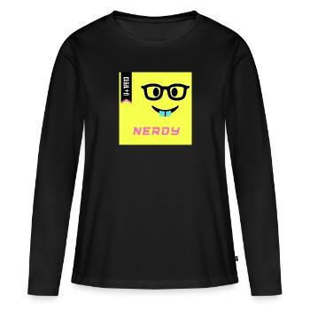 Journée Emoji 2022 - Emoji Nerdy - DesignB - T-shirt manches longues Premium bio Femme - noir - Devant - Julia (174cm)