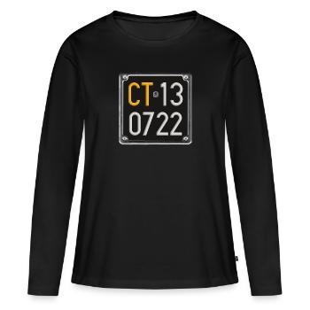 Platte catania - Frauen Premium Bio Langarmshirt - Schwarz - Vorne - Julia (174cm)