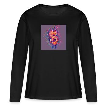 dollar symbole - T-shirt manches longues Premium bio Femme - noir - Devant - Julia (174cm)