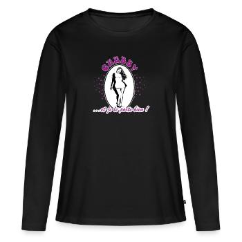 chubby-femme ronde - T-shirt manches longues Premium bio Femme - noir - Devant - Julia (174cm)